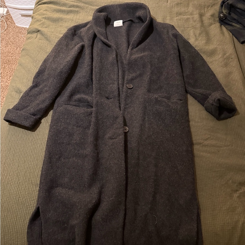 Aritzia Grey Long Wool Coat